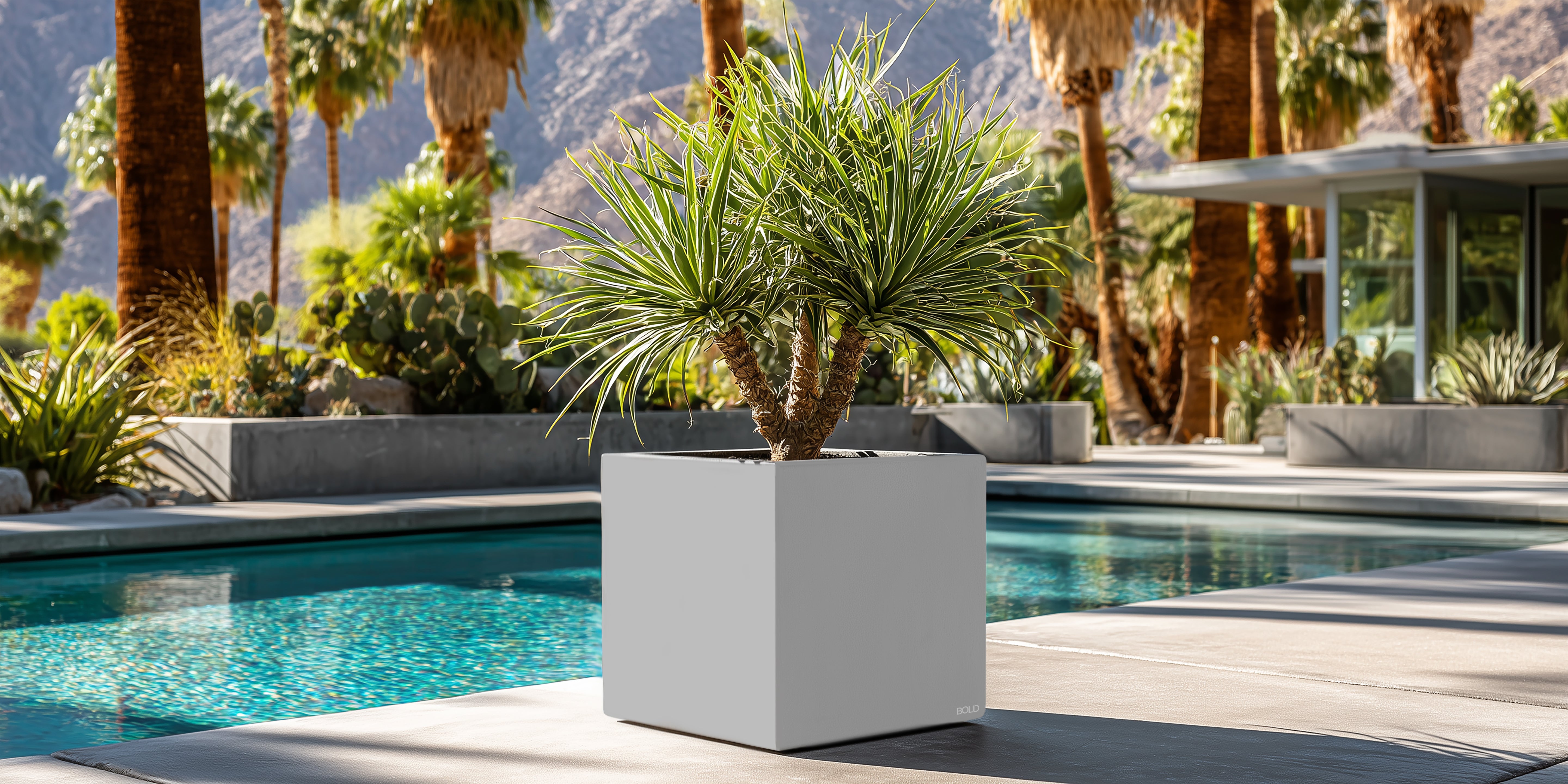 Light Grey Square Planter